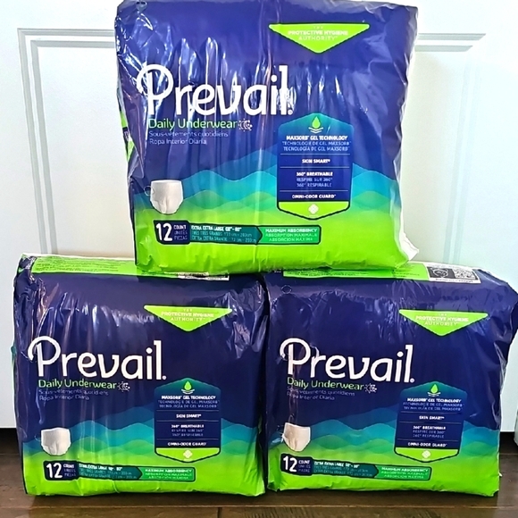 New Prevail Daily Underwear  Qty 3 Packages (12 Count Per Package) XXL 68" - 80" - Picture 1 of 7